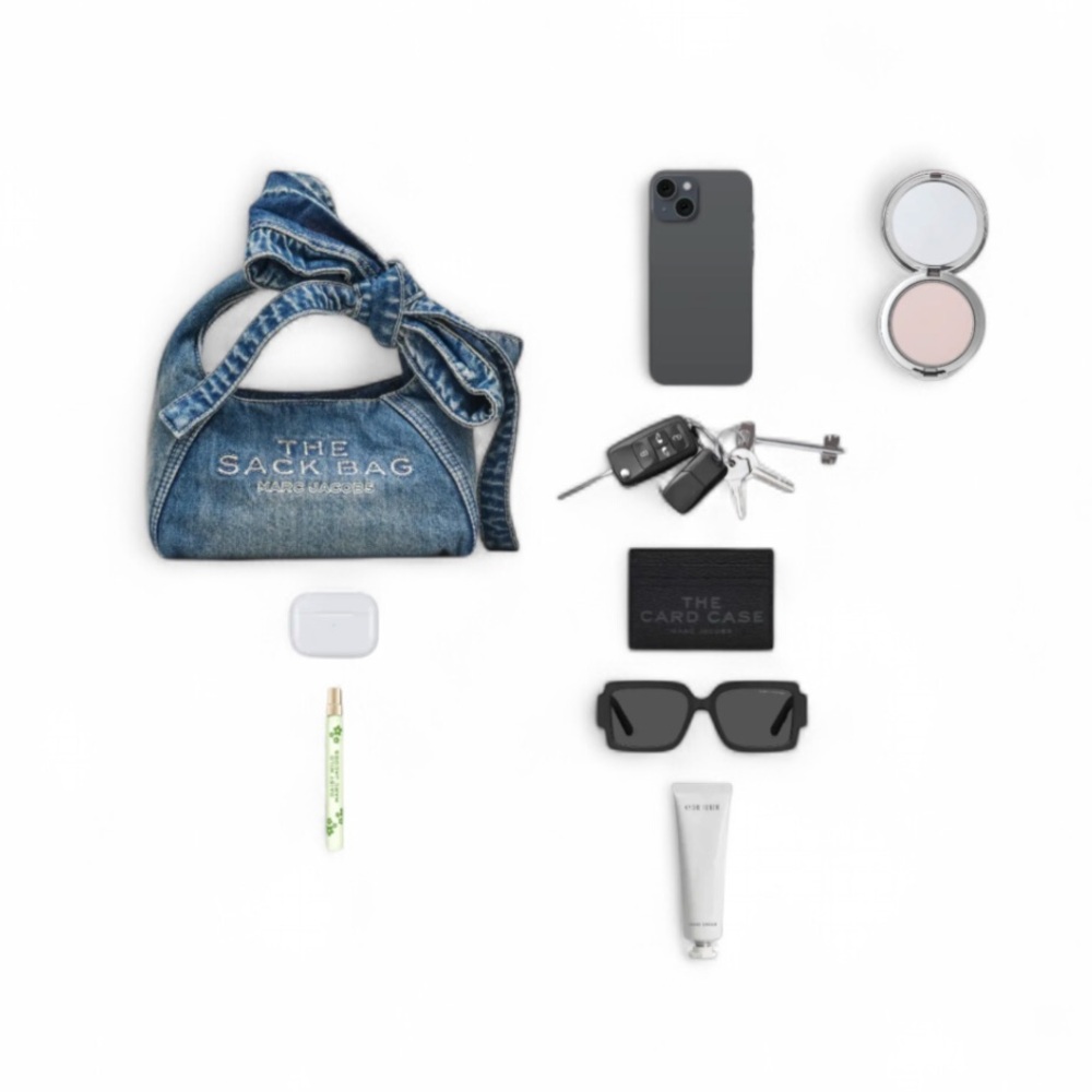 Marc Jacobs Denim Mini Sack Bag with Knotted Handle - Picture 3 of 12